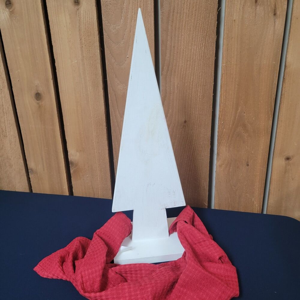 Wooden Christmas Tree White Rustic 21" Tall Handmade